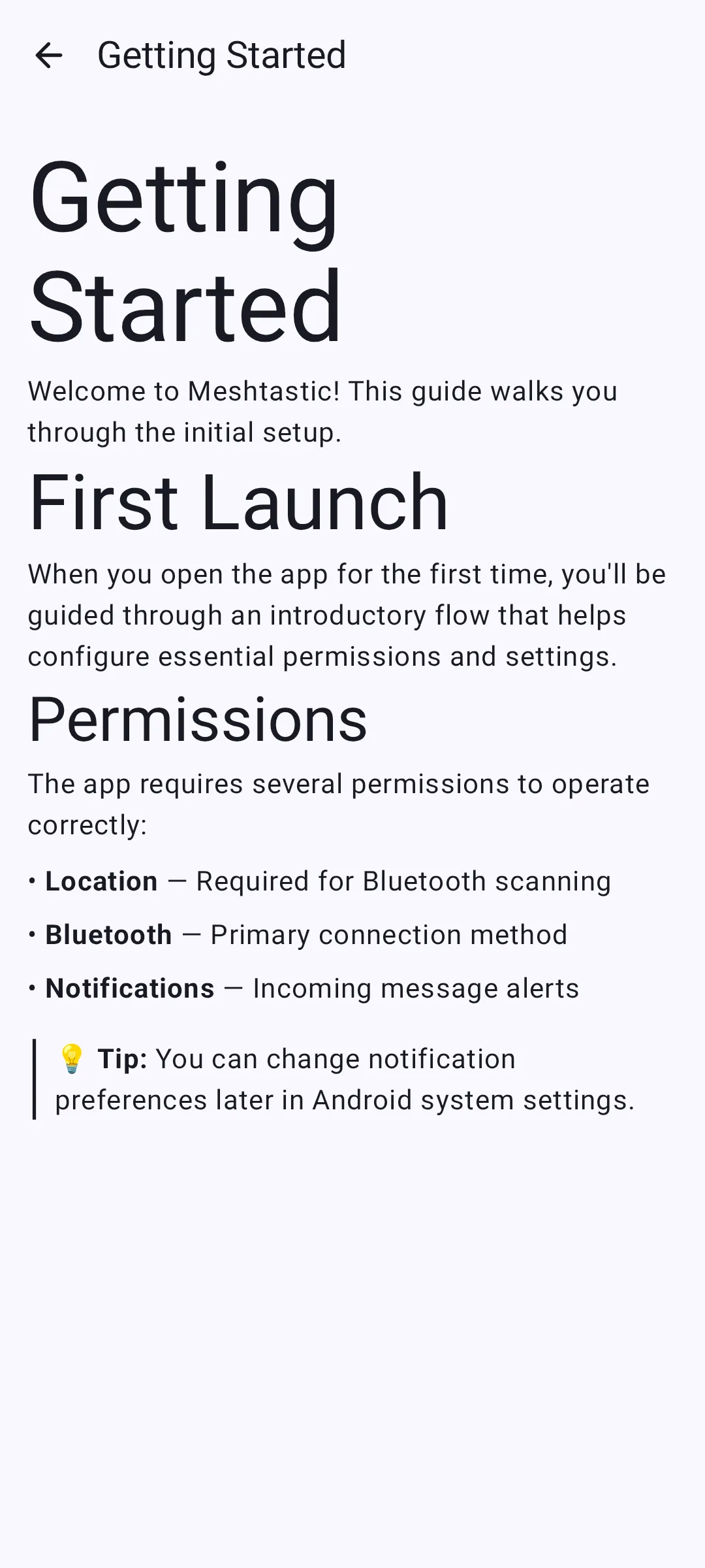 A documentation page rendered in the app