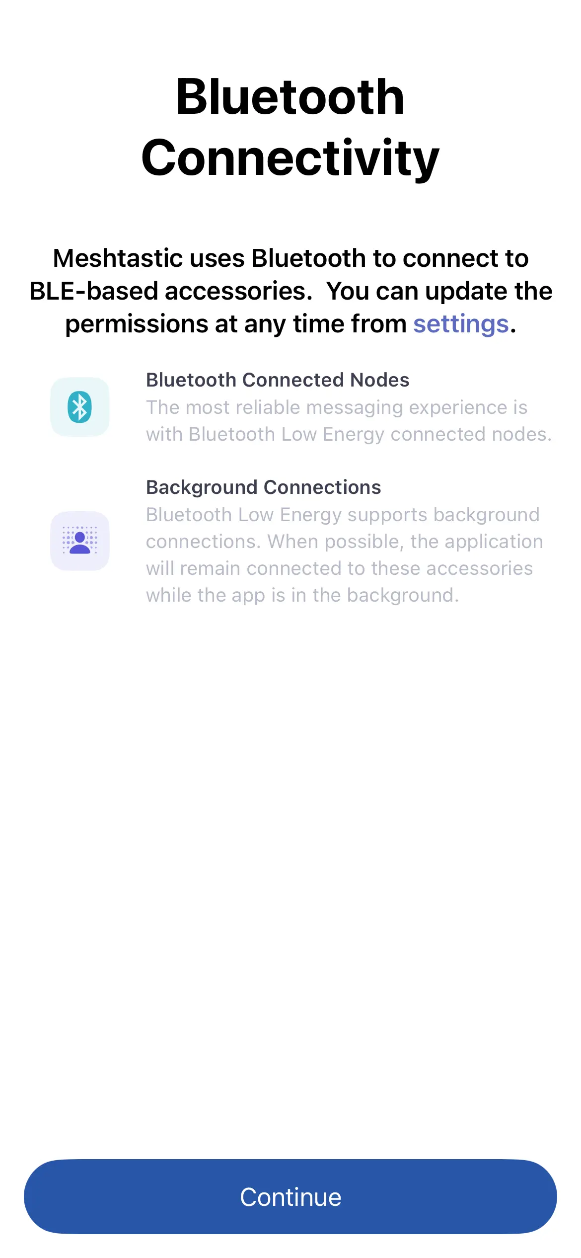 Bluetooth permission screen